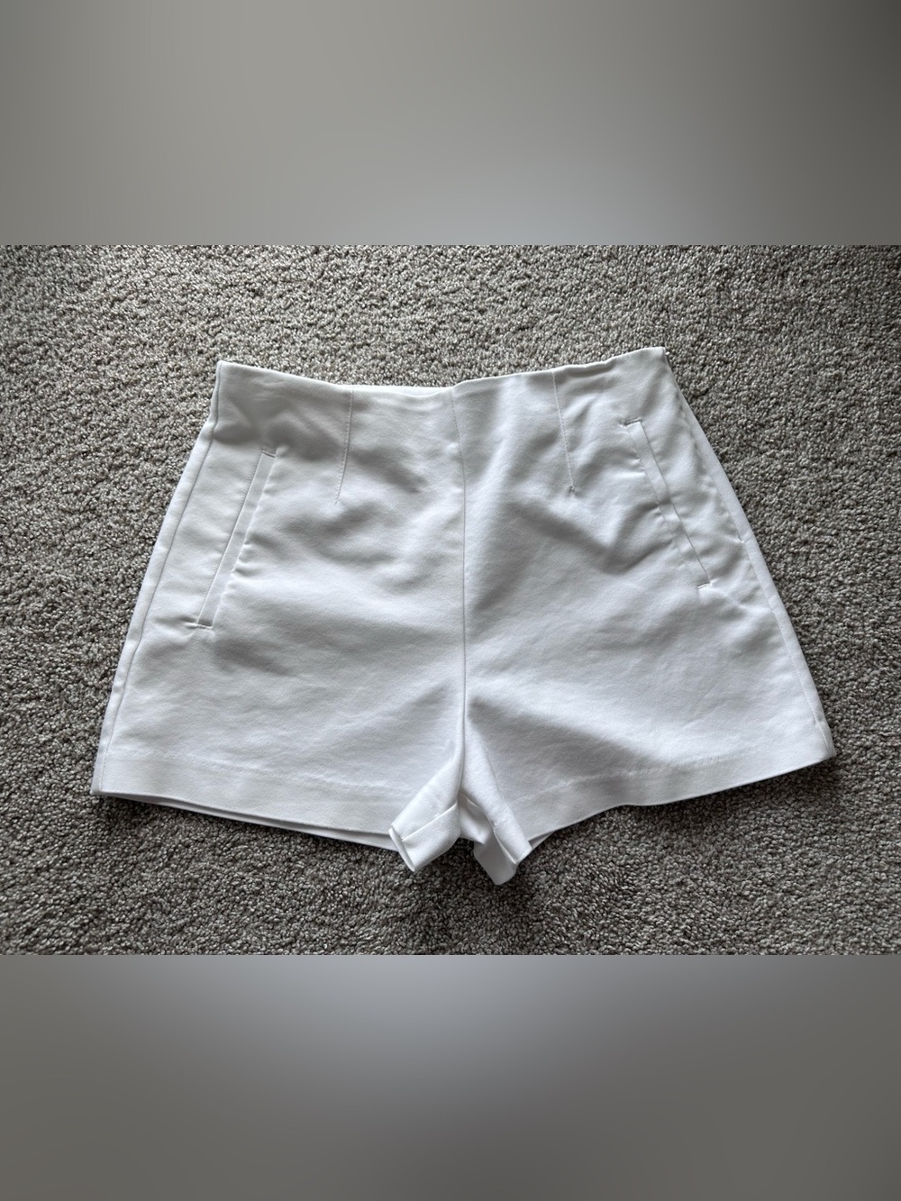 Zara White High-Waist Tailored Shorts